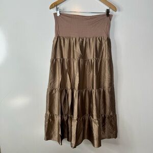 Velvet Silk Blend Brown Tiered Skirt Size Small